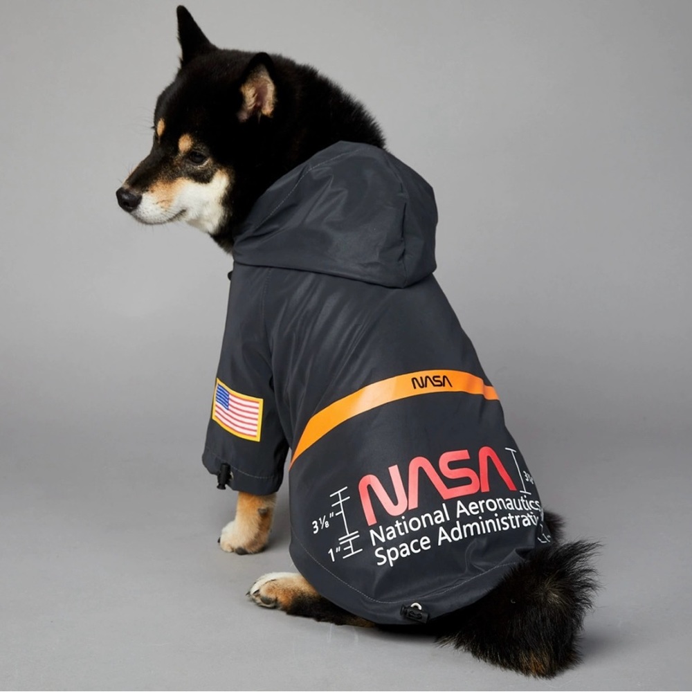 NASA Dog raincoat Black/Reflective 🖤3XL for a big dog / USA